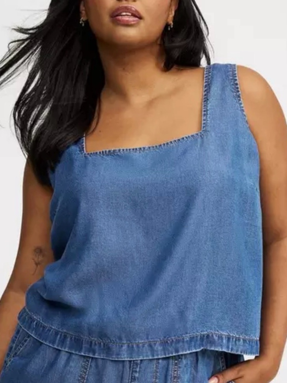 Torrid Tencel Sleeveless Top Square Neck Button Back 2X NWT